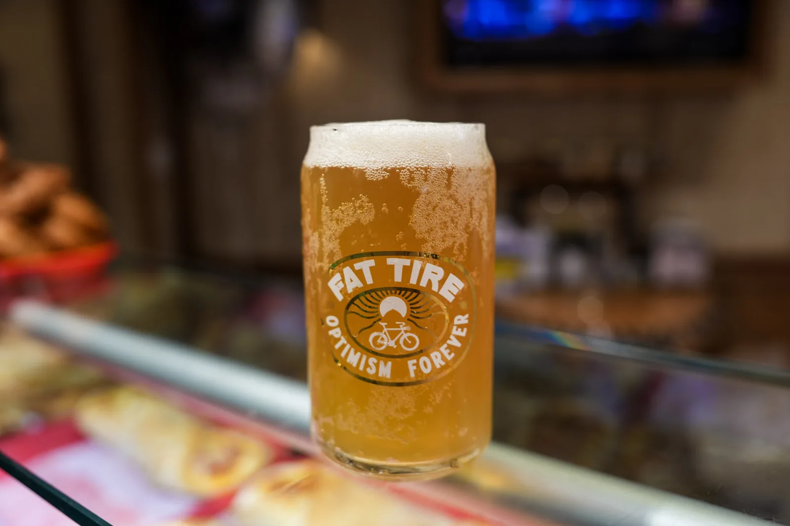 A cold draft beer poured at the bar at Ciminelli's Pizzeria in Bethpage